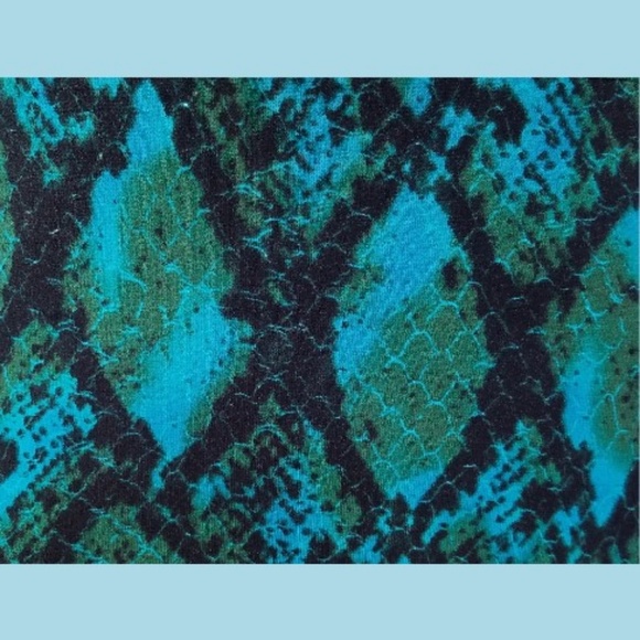 ETCETERA Teal Black Snakeskin Print Draped Dress - Picture 3 of 5